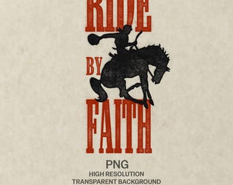 Ride By Faith westers christelijk ontwerp | Vintage stempelafbeelding (PNG-download)