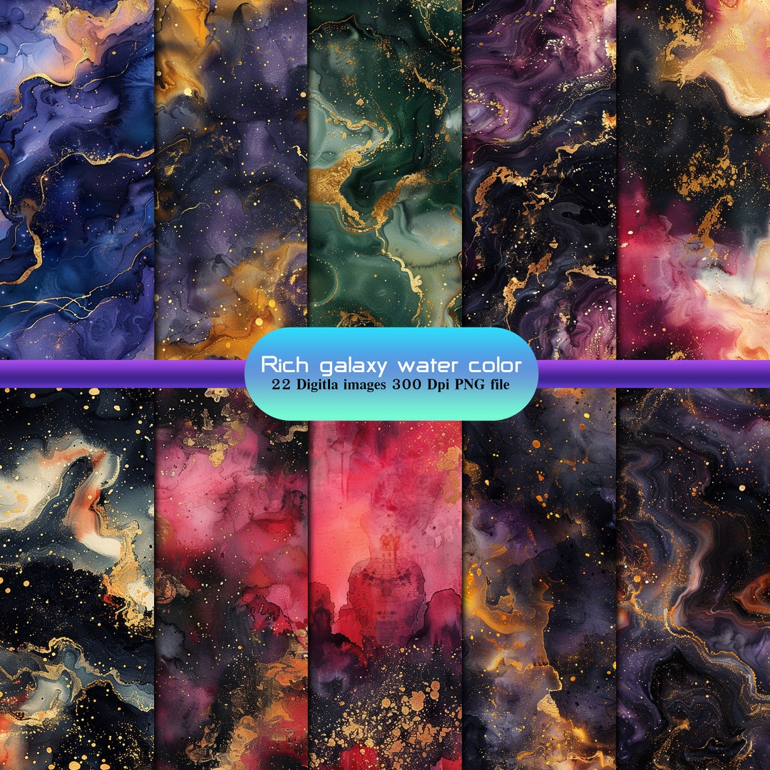 Galaxy Digital Paper: 22 Rich Watercolor Designs (digital Download) - Etsy
