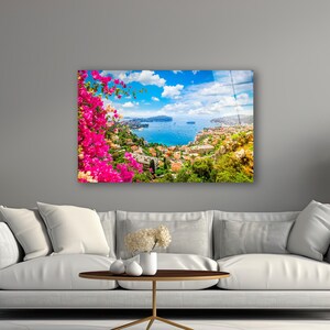 Côte d'Azur Glass Wall Art, French Riviera Tempered Glass Wall Decor, South Of France Wall Art, Coastal Decor, Glass Print, Anniversary Gift