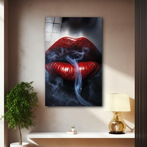 Red Lips Glass Wall Art, Sexy Tempered Glass Decor, Woman Wall Art, Living Room Art, Bedroom Art, Unique Gifts, Wall Hangings, Home Decor