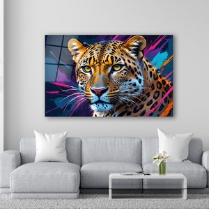 Abstract Leopard Glass Wall Art, Modern Tempered Glass Decor, Animal Wall Art, Living Room Art, Interior Design, New Home Gifts, Unique Gift
