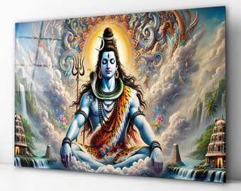 Lord Shiva Glass Wall Art, Shiva Tempered Glass Decor, Hindu God Wall Art, Hindu Gifts, Anniversary Gifts, New Home Gifts, Wall Hangings