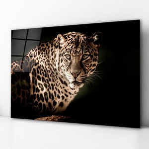 Leopard Glass Wall Art, Animal Wall Decor, Housewarming Gift, Extra Large Wall Art, Anniversary Gift, Interior Design Ideas, Wall Hangings