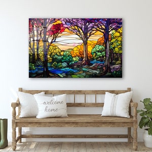 Tree Of Life Tempered Glass Wall Art, Stained Glass Effect Decor, Living Room Wall Art, Modern Wall Decor, Anniversary Gifts, Glass Printing