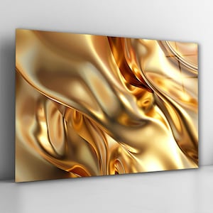Luxury Gold Glass Wall Art, Elegant Tempered Glass Decor, Living Room Art, Modern Glass Print, Anniversary Gift, Wall Hanging, Gift For Her