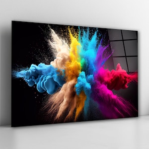 Colorful Abstract Glass Wall Art, Modern Tempered Glass Decor, Living Room Art, Office Wall Decor, New Home Gifts, Wall Hanging, Glass Print