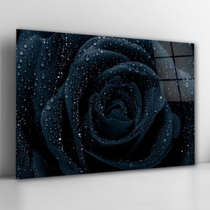 Black Rose Tempered Glass Wall Art, Gothic Wall Decor, Living Room Art, New Home Gifts, Floral Wall Art, Anniversary Gifts, Wall Hangings