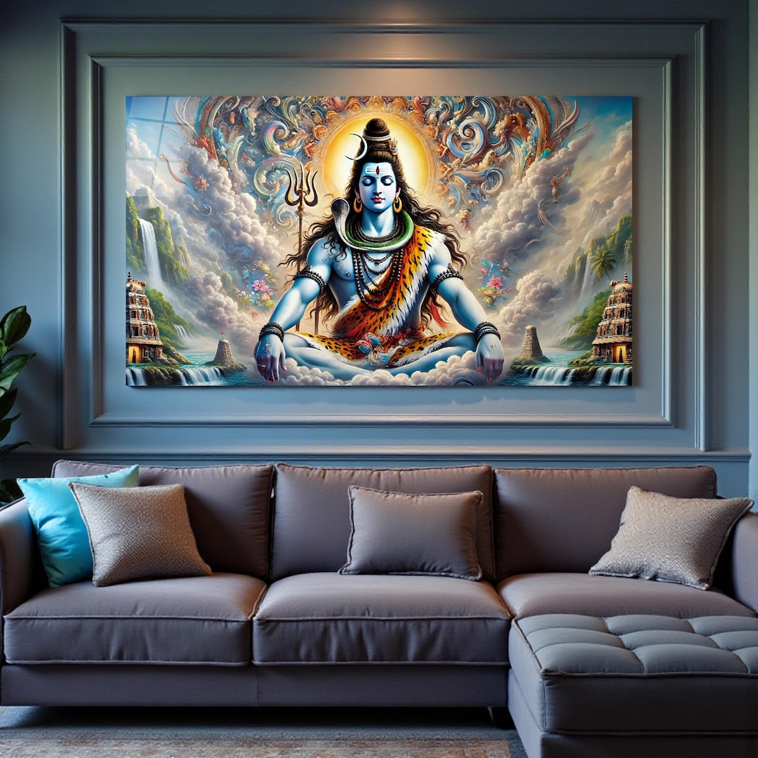 Lord Shiva Glass Wall Art, Shiva Tempered Glass Decor, Hindu God Wall ...