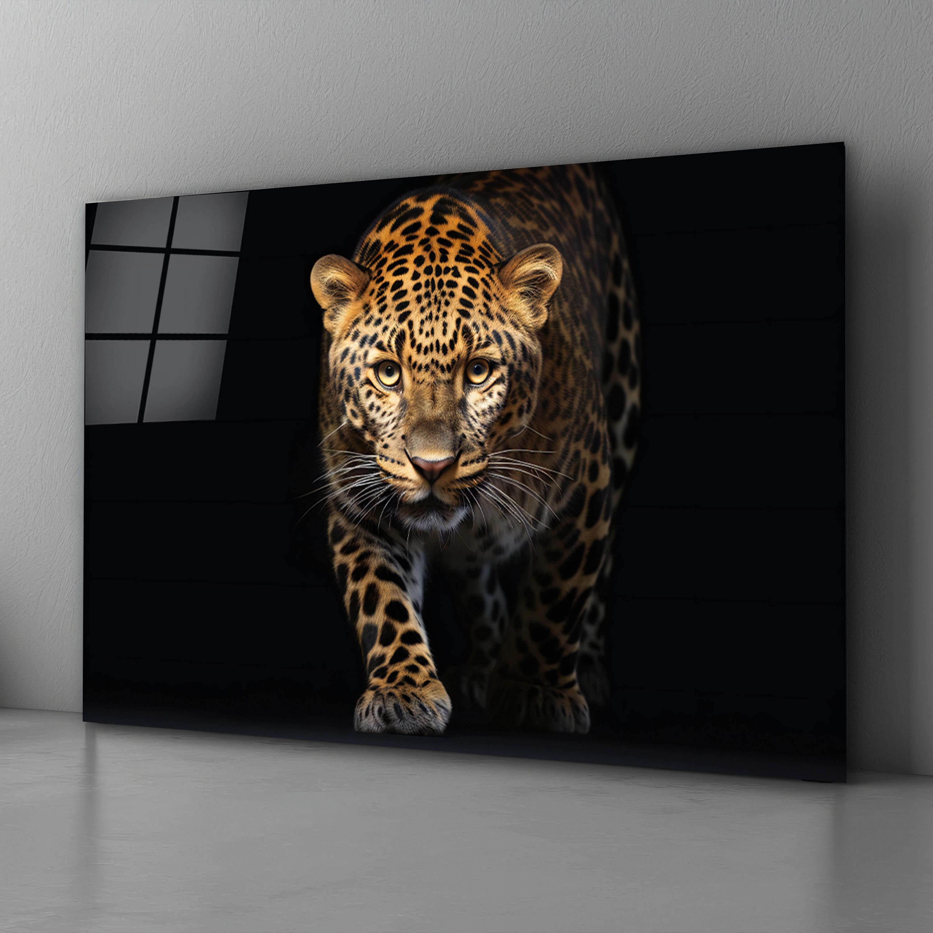 Leopard Glass Wall Art, Cheetah Tempered Glass Decor, Above Bed Art, Living Room Decor, Bedroom Wall Art, Anniversary Gifts, Wall Hangings