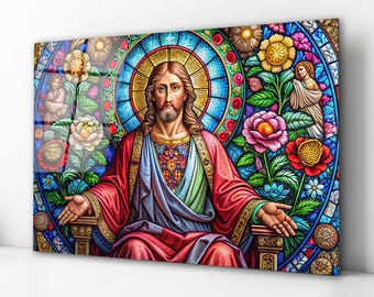 Jesus Christ Glass Wall Art, Tempered Glass Christian Decor, Religious Art, Christian Gifts, Mother's Day Gifts, Wall Hanging, Glass Print