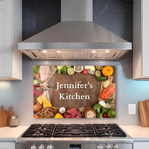 Tempered Glass Personalized Kitchen Backsplash, Custom Name Kitchen Wall Art, Kitchen Gifts, Cook Gifts, Dining Room Art, Mother&#39;s Day Gifts