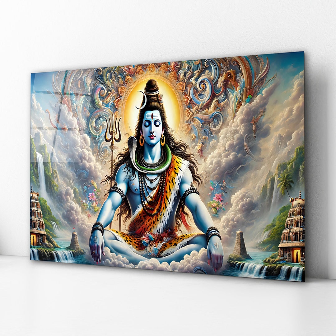 Lord Shiva Glass Wall Art, Shiva Tempered Glass Decor, Hindu God Wall ...