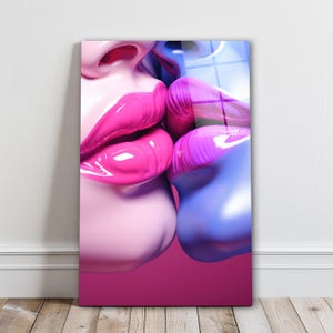 Kiss Glass Wall Art, Lips Tempered Glass Decor, Modern Wall Art, Bedroom Wall Art, Anniversary Gifts, Romantic Wall Decor, Wall Hangings