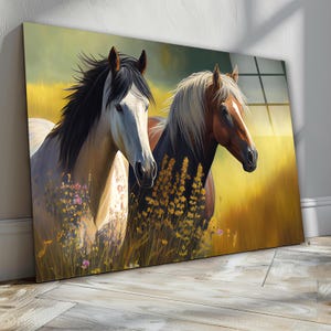 Horse Painting Glass Wall Art, Horses Tempered Glass Decor, Living Room Art, New Home Gifts, Anniversary  Gifts, Wall Hangings, Glass Prints