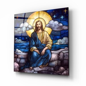Jesus Christ Stained Glass Wall Art, Christian Tempered Glass Wall Decor, Housewarming Gifts, Unique Gifts, Mother&#39;s Day Gift, Wall Hangings