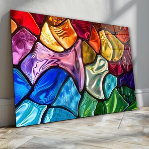 Colorful Stained Glass Effect Wall Art, Tempered Glass Abstract Wall Decor, Living Room Art, Bathroom Decor, New Home Gifts, Wedding Gifts