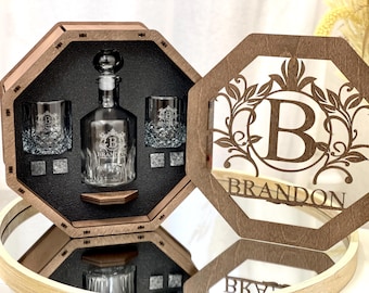 Personalized Glasses, Fathers Gift, Christmas Gift, Whiskey Gift, Whiskey Decanter, Whiskey Glasses, Personalized Whiskey Set, Gift for Him