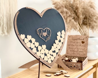 Alternative Holzbox, Herz-Hochzeits-Gästebuch, Ructic Hochzeit Tischdeko, Gästebuch Hochzeit - Holz, personalisiertes Hochzeitsgeschenk