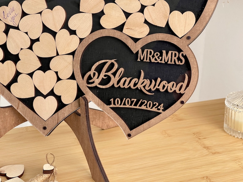 Wooden Heart Guestbook, Wedding Guest Book Alternative, Wedding Ceremony Decor, Wedding Sign, Wedding Gift, Guest Book Ideas image 5