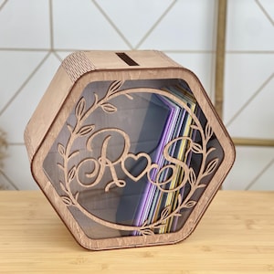 Bridal hexagon card box, card box wedding, container for wishes, card box with slot, post box for cards, wedding post box, bridal money box
