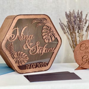 Hexagon wedding card holder, card box with slot, container for wish, wedding card box, post box for card, wedding post box, custom card box