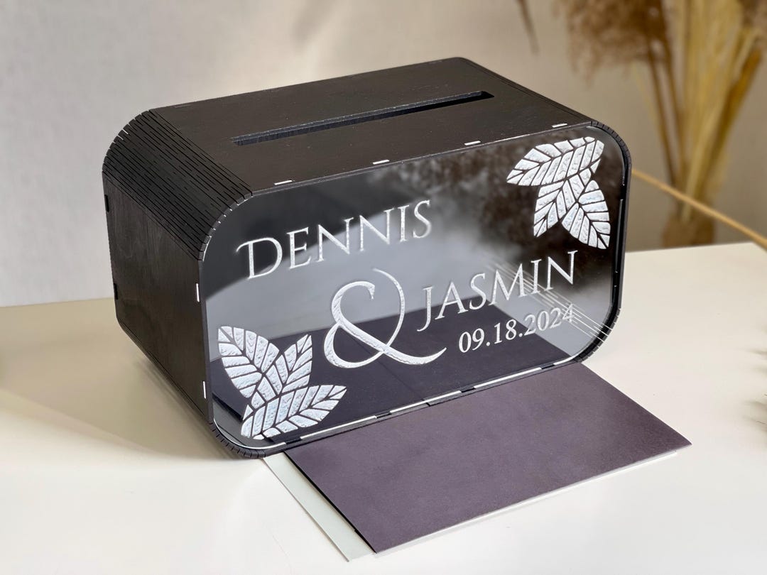 Black Wedding Card Box, Wedding Post Box, Wooden Card Box, Wedding Card ...