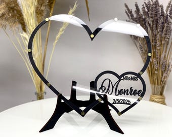 Decoración personalizada para ceremonia de boda, buzón alternativo, decoraciones de madera, libro de firmas de boda con forma de corazón, compra de libro de firmas de boda