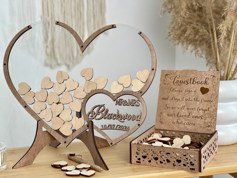 Wooden Heart Guestbook, Wedding Guest Book Alternative, Wedding Ceremony Decor, Wedding Sign, Wedding Gift, Guest Book Ideas image 8