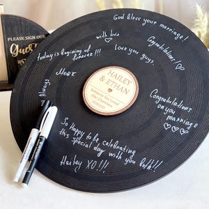 Schallplatte Vinyl alternatives Gästebuch, Hochzeitsgästebuch, Schallplatte signiert, Vinyl Gästebuch, Retro Hochzeitsdeko, benutzerdefinierte Schallplatte Buch