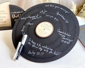 Record vinyl alternative guestbook, wedding guest book, vinyl record signed, vinyl guest book, retro wedding decor, custom vinyl record book
