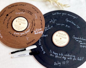 Alternative record guest book, round guestbook, custom vinyl record, wedding book, vinyl record sign, wedding guestbook, custom wedding gift