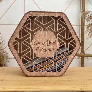 Boho Kartenbox mit Einwurfschlitz, Kartenbox für die Hochzeit, Briefkasten für Karten, Holzbox für Karten, Sechskantbox für Wünsche, Hochzeitsbox nach Maß