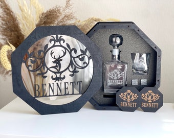 Gläser Set personalisiert, gravierte Whiskykaraffe, Weihnachtsgeschenk, personalisierte Gläser, Whiskygläser, Whiskykaraffe, Gigt für Ihn