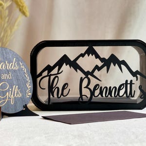 Black bridal card holder, wood card box, container for wishes, card box with slot, card box wedding, wedding money box, black gift card box