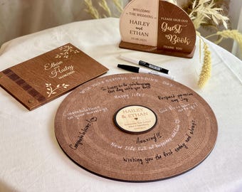 Round vinyl record book, wedding guestbook, record guestbook, vinyl record sign, guestbook alternative, custom vinyl record, music guestbook