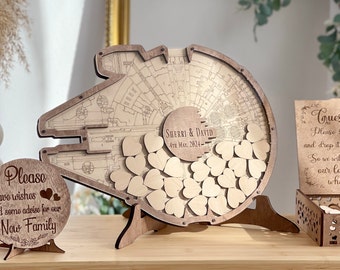 Themed wedding guest book, Millennium falcon wedding guest book, Unique wedding guest book, Alternative wedding guestbook, Wedding gift