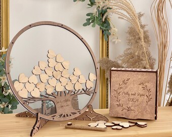 Receptie gastenboek met rozen en rosé goud harten - Huwelijks Accessoires