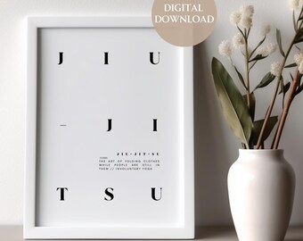 JIU JITSU | Verb | Printable Wall Art | BJJ | Martial Arts | Instant Download| Wall Decor| Fitness Posters | Digital Download Print |Meaning