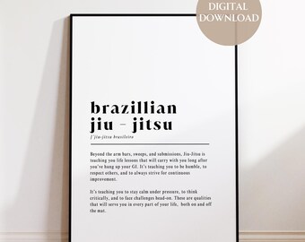 BRAZILIAN JIUJITSU | Jiu Jitsu | Printable Wall Art | Martial Arts | Instant Download | Wall Decor | Digital Download Print | Meaning | BJJ