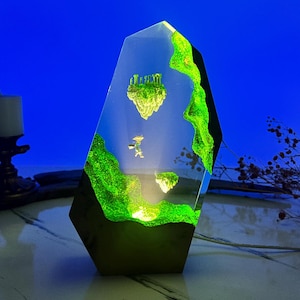 TLOZ Sky Islands Resin Wood Night Light - Gamer&#39;s Desk Decor Gift, TLOZ TOTK Fan Collectible, Back to School Gift, Perfect Gift for husband