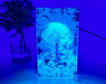 Lámpara de noche WOW Frostmourne de resina y madera, regalo perfecto de cumpleaños, regalo del Día del Padre para él.