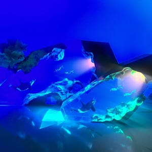 Orca Diver Night Light – Resin Wood Ocean Scene Lamp, Handmade Gift for Scuba Divers, Ocean Lover Desk Decor, Back to School Gift for Child