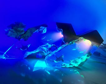 Orca Diver Night Light – Resin Wood Ocean Scene Lamp, Handmade Gift for Scuba Divers, Ocean Lover Desk Decor, Christmas Gift for Ocean lover
