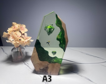 Imperfect - Sky Islands Resin Wood Night Light - Gamer&#39;s Desk Decor Gift, TLOZ TOTK Fan Collectible, Back to School Gift for Child