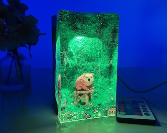 Owlbear BG3 Inspired Resin Wood Night Light | Handmade Fantasy Lamp | Gamer Gift & Desk Decor, Birthday gift, Christmas Gift for Game Fans