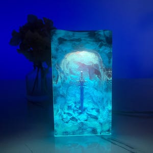 Unperfekt - WOW Frostmourne Schwert Harz Holz Nachtlichter, Spiel Dekor, Geschenk für Ihn, Muttertagsgeschenke, Geburtstagsgeschenk