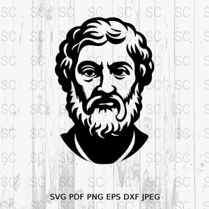 Aristóteles SVG, Filósofo Clipart, Archivo de corte de silueta de Aristóteles, Sabiduría antigua PNG, Grabado láser Cricut, Descarga de vectores DXF