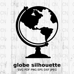Globe Silhouette SVG, Clipart de carte du monde, vecteur de la terre, fichier de coupe numérique global