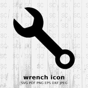Wrench Icon Silhouette SVG, Tool Symbol Clipart, Mechanical Repair Vector, Digital Cut File