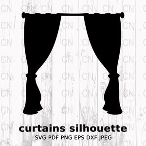 Curtains Silhouette SVG, Window Drapes Clipart, Home Decor Vector, Interior Design Digital Cut File
